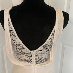 White lace back zip up dress.
